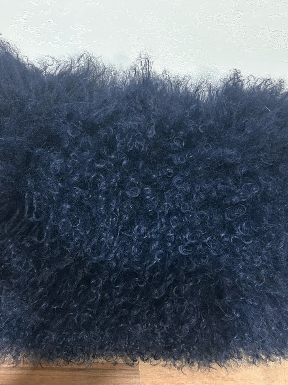 Lux authentic Mongolian lamb pillow, deep navy blue